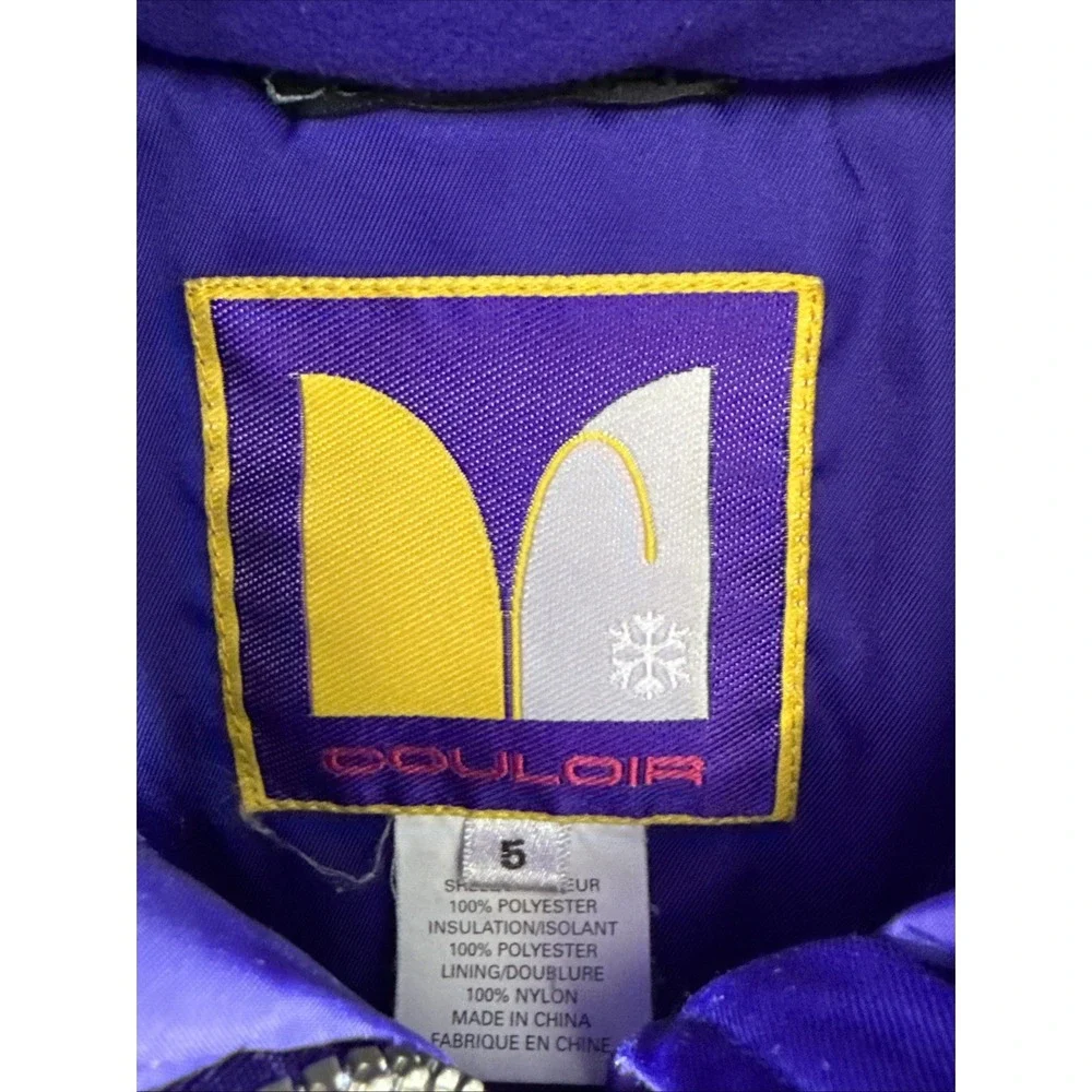 Vintage Couloir Ski Suit Snowsuit Coveralls Kid Childrens‎ Size 5 Hood Purple